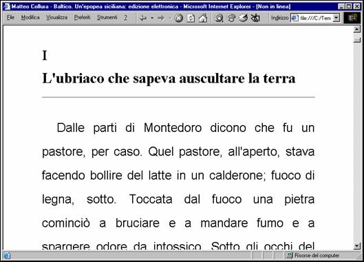 Output HTML di Baltico prodotto dal foglio XSLT dopo l'applicazione dei parametri